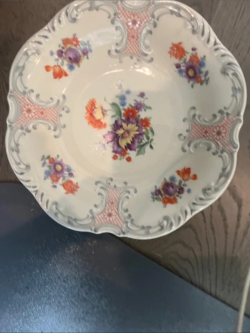Bavaria Schumann Floral Scalloped Serving Bowl -Vintage